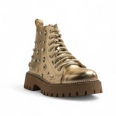 Europeon Union Women Gold Leather Half Boot #3487