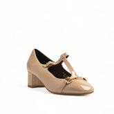 Europeon Union Women Beige Vernis Leather Shoes #3542
