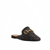 Europeon Union Women Black Wicker Mules #3566