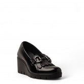 Italian Women Black Vernis Leather Shoes #3593