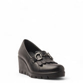 Italian Women Black Leather Shoes #3594