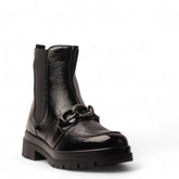 Italian Women Black Vernis Leather Half Boot #3596