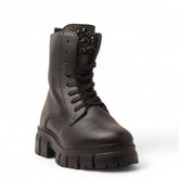 Italian Women Black Leather Half Boot #3599