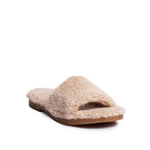 Women Beige Fur Slipper #0530