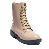 Women Beige Vernis Leather Half Boot #0847