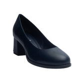 Women Dark Blue Leather Shoes #0955