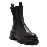 Italian Women Black Leather Half Boot #0095