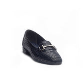 Women Dark Blue Leather Shoes #0971