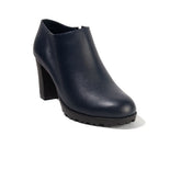 Women Navy Leather Heels #2622