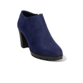 Women Navy Chamois Heels #2626