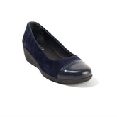 Women Navy Leather*Chamois Shoe #2694