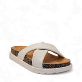 Women White Leather Slipper #2859