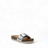 Women Silver Leather Slipper #2897