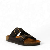 Women Black Leather Slipper #2967