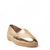Women Gold Leather Espadrilles #3073