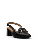 Women Black Leather Heels #3660