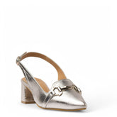 Women Silver Leather Heels #3662