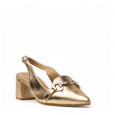Women Gold Leather Heels #3663