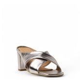 Women Silver Leather Heels #3680