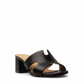 Women Black Leather Heels #3683