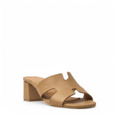 Women Beige Leather Heels #3685