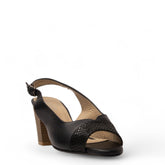 Women Black Leather Sandal #3697