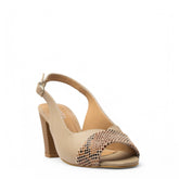 Women Beige Leather Sandal #3698