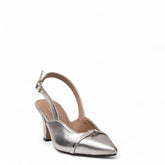 Women Silver Leather Heels #3702