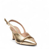 Women Gold Leather Heels #3703