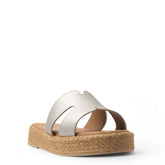 Women Silver Leather Slipper #3718