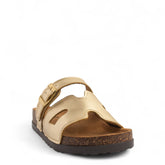 Women Gold Leather Slipper #3739