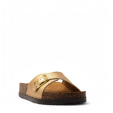Women Gold Leather Slipper #3741