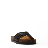 Women Black Leather Slipper #3742