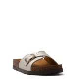 Women Silver Leather Slipper #3743