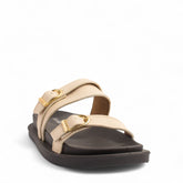 Women Beige Leather Slipper #3749