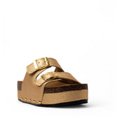 Women Gold Leather Slipper #3755