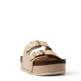 Women Beige Vernis Leather Slipper #3762