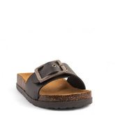 Women Black Leather Slipper #3766