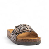 Women Grey Leather Slipper #3773