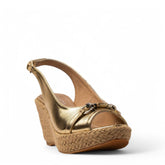 Women Gold Leather Sandal #3810