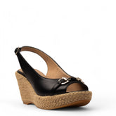 Women Black Leather Sandal #3811