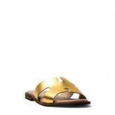 Women Gold Leather Slipper #3821