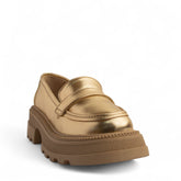 Women Gold Vernis Leather Loafers #3841