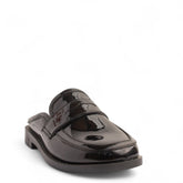 Women Black Vernis Leather Mules #3842