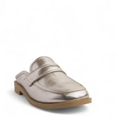 Women Silver Vernis Leather Mules #3843