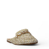 Europeon Union Women White Cloth Mules #3858