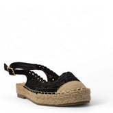 Europeon Union Women Black Cloth Sandal #3874