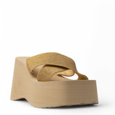 Europeon Union Women Gold Cloth Slipper #3902