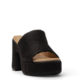 Europeon Union Women Black Cloth Wedges #3906