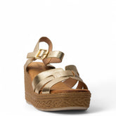Europeon Union Women Gold Leather Wedges #3919